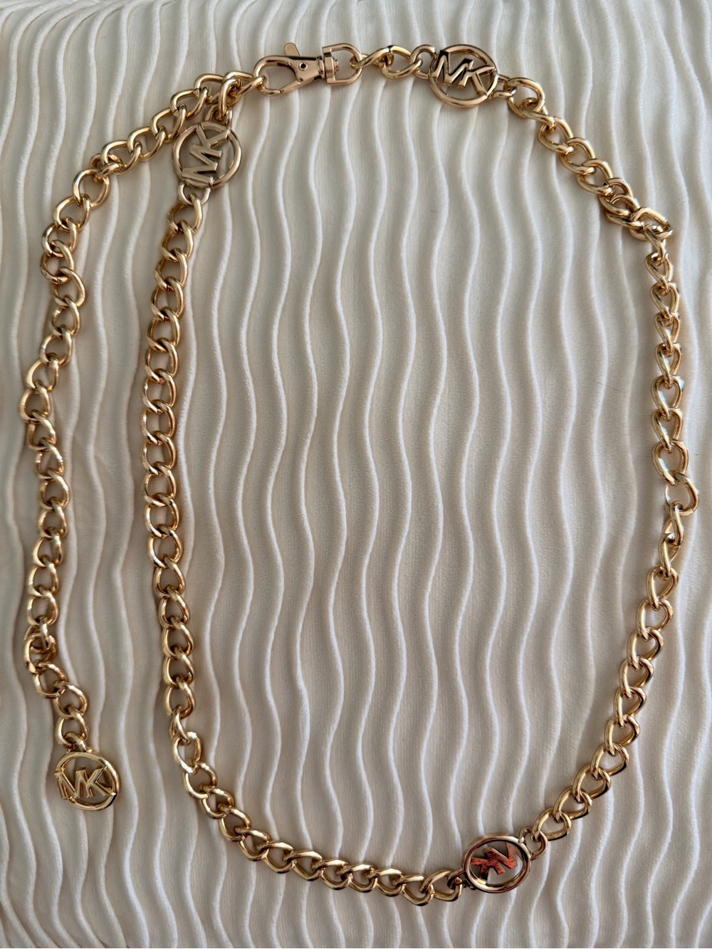 Michael Kors Gold Logo Chain Belt; Adjustable with Clasp (OS)